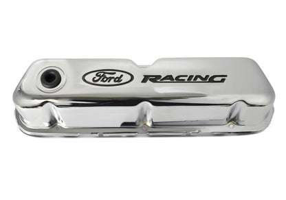 Ford Chrome Steel Valve Cover Set w/Ford Racing Logo FRD302-071 302-071 Photo - Unmounted