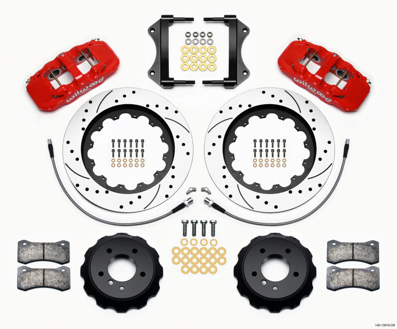 Wilwood AERO6 Front Hat Kit 15.00 Drilled Red 2007-2011 BMW E90 Series w/Lines 140-13919-DR 140-13919-DR Photo - Primary