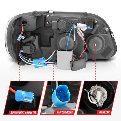 Anzo 1995-2001 Ford Explorer Projector Headlights w/ Halo Black 1 pc 111132 Photo - Unmounted