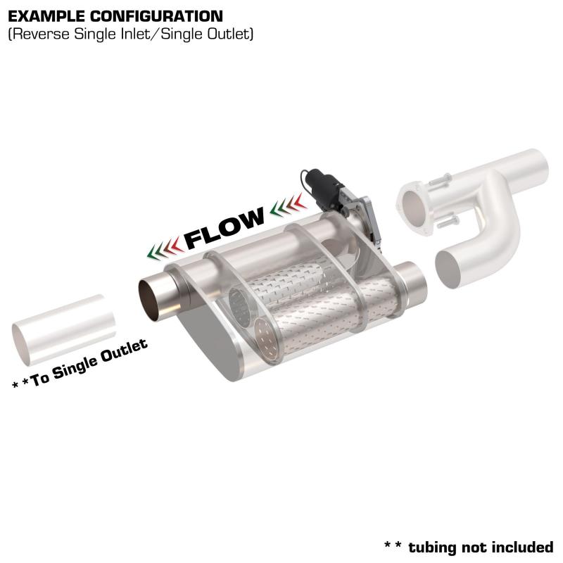 QTP 3in Weld-On 304SS Reverse Screamer Muffler w/Bolt-On QTEC Electric Cutout 13301C 13301C Photo - Primary