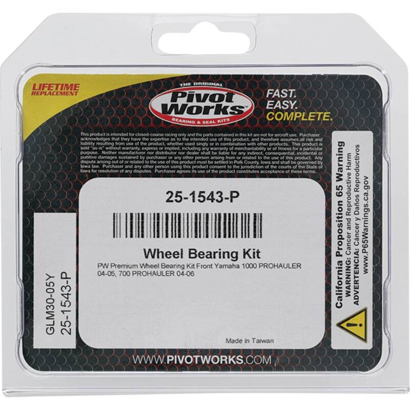 Pivot Works Yamaha Wheel Bearing Kit Premium Bearings 25-1543-P 25-1543-P Photo - Primary