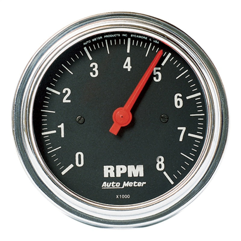 Autometer Gauge, Tachometer, 3 3/8", 8K Rpm, In-Dash, Traditional Chrome 2499 Photo - Primary