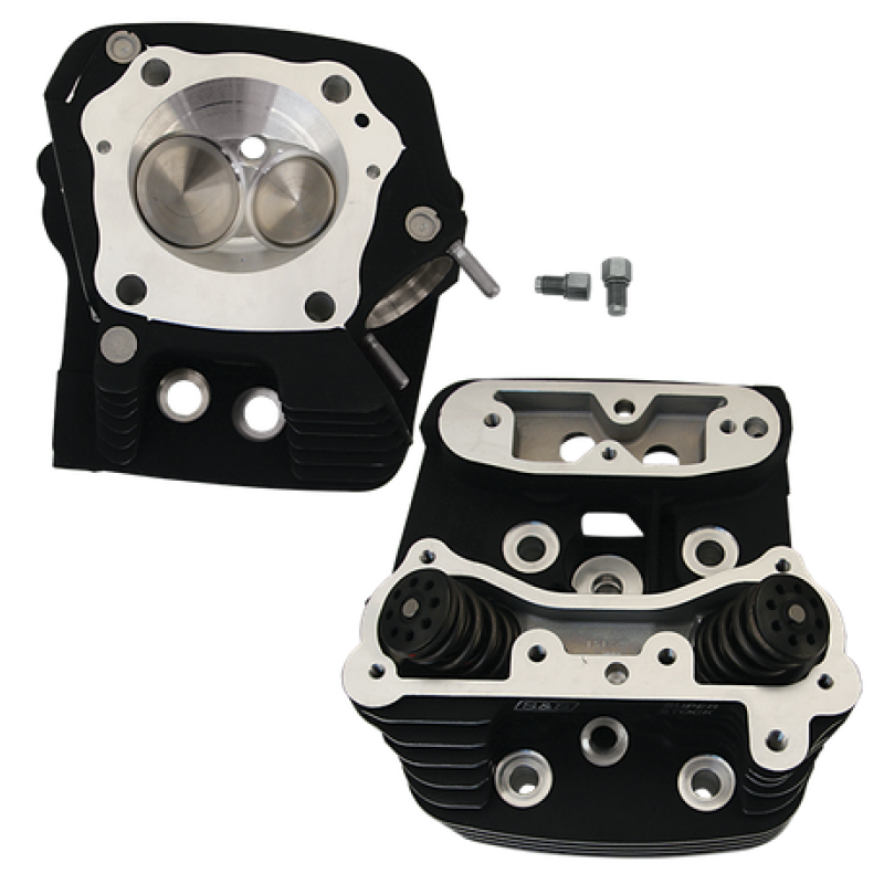 S&S Cycle 84-99 BT 93cc Cylinder Head Kit For S&S 4in Bore - Wrinkle Black 90-1509