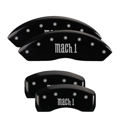 MGP 4 Caliper Covers Engraved Front & Rear Mach 1 Black finish silver ch 10017SMCHBK 10017SMCHBK Photo - Primary