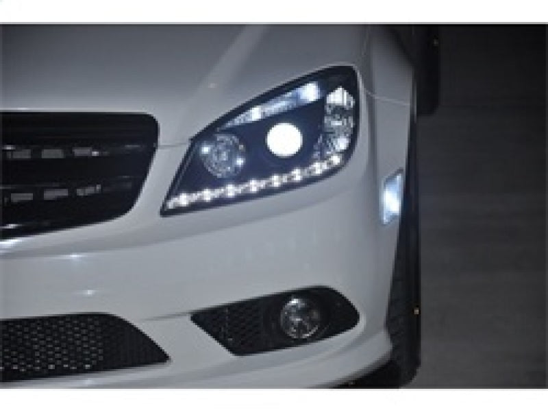 Spyder Mercedes Benz C-Class 08-11 Projector Headlights Halogen - DRL Blk PRO-YD-MBW20408-DRL-BK 5042262 5042262 Photo - Mounted