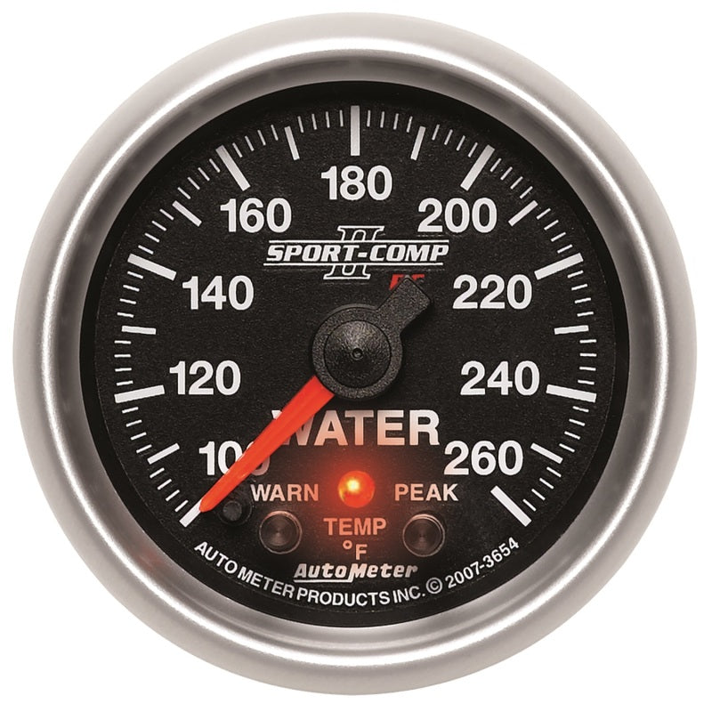 Autometer 2-1/16" Water Temperature, 100-260 °F, Stepper Motor, Sport-Comp II 3654 Photo - Primary