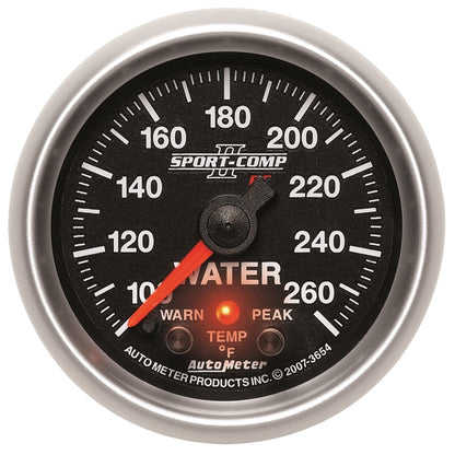 Autometer 2-1/16" Water Temperature, 100-260 °F, Stepper Motor, Sport-Comp II 3654 Photo - Primary