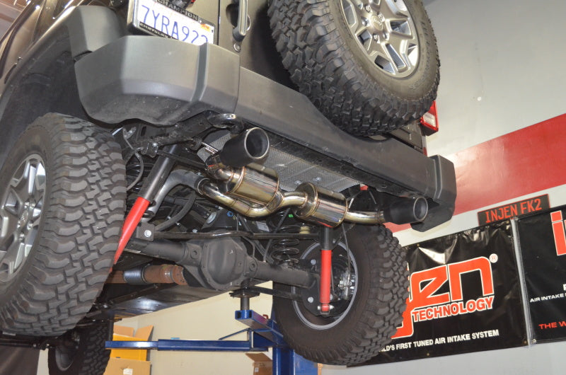 Injen 07-17 Jeep Wrangler JK 3.6L/3.8L 63mm Stealth Black Axle-back Exhaust w/ 4in Black Tips SES5004BLK SES5004BLK Photo - Mounted