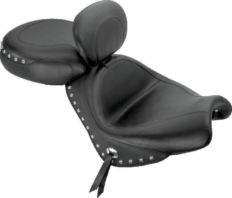 Mustang Motorcycle Mustang 02-08 Honda VTX1800 Retro, S ,T Wide Touring 2PC Seat w/Driver Backrest Studs - Black 79340 79340 Photo - Primary