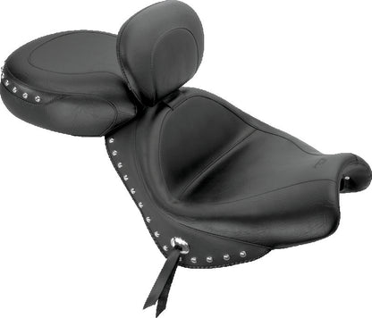 Mustang Motorcycle Mustang 02-08 Honda VTX1800 Retro, S ,T Wide Touring 2PC Seat w/Driver Backrest Studs - Black 79340 79340 Photo - Primary