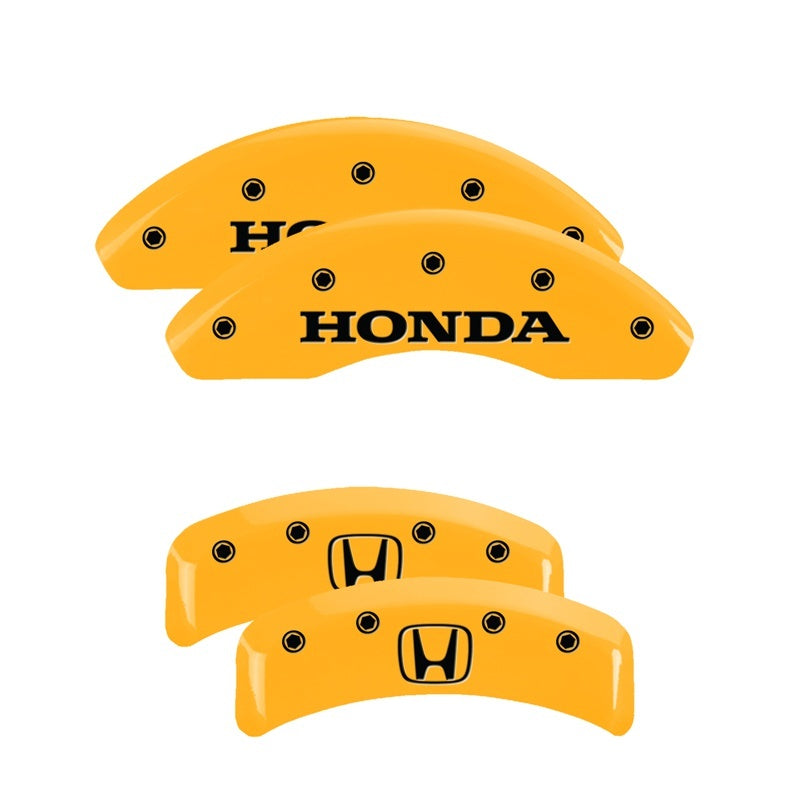 MGP 4 Caliper Covers Engraved Front Honda Engraved Rear H Logo Yellow finish black ch 20130SHOHYL 20130SHOHYL Photo - Primary