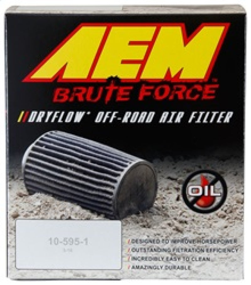 AEM Induction AEM Brute Force Dryflow Air Filter - Conical 6in Base OD / 5.125in Top OD / 5.25in Height 21-205BF 21-205BF Photo - in package
