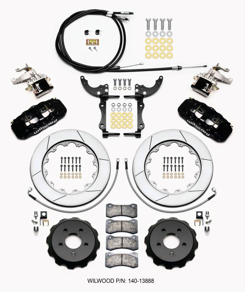 Wilwood AERO4 / MC4 Rear Kit 14.00 2015-Up Mustang w/Lines & Cables 140-13888 140-13888 Photo - Primary