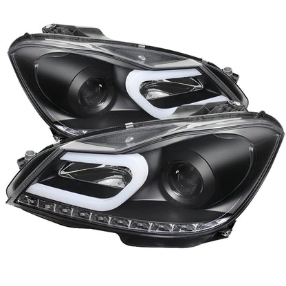 Spyder Mercedes Benz W204 C-Class 12-13 Projector Halogen Model- DRL Blk PRO-YD-MBW20412-DRL-BK 5074249 5074249 Photo - Primary
