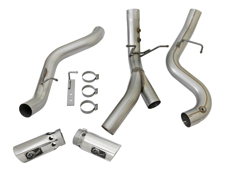 aFe Polished Large Bore-HD 4" 409 SS DPF-Back Exhaust 17 GM Diesel Trucks 49-44086-P Photo - Unmounted
