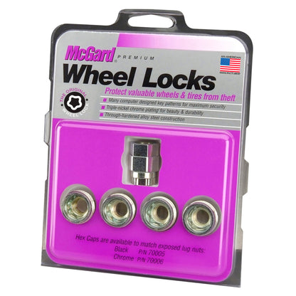 McGard Wheel Lock Nut Set - 4pk. (Under Hub Cap / Cone Seat) M12X1.25 / 19mm & 21mm Hex / .775in. L 24013 24013 Photo - in package