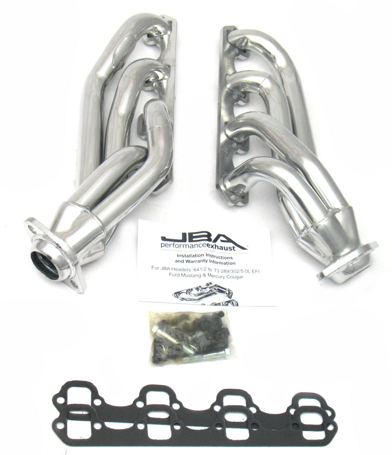 JBA 65-73 Ford Mustang 260-302 SBF 1-5/8in Primary Silver Ctd Mid Length Header 1650SJS 1650SJS Photo - Primary