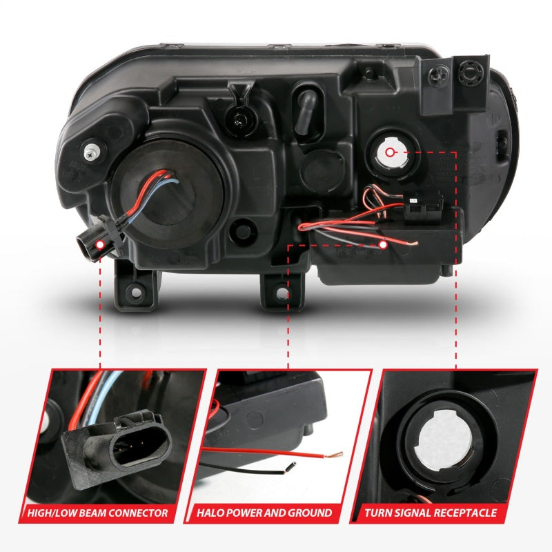 Anzo 2008-2014 Dodge Challenger Projector Headlights w/ Halo Black (CCFL) 121308 Photo - Unmounted