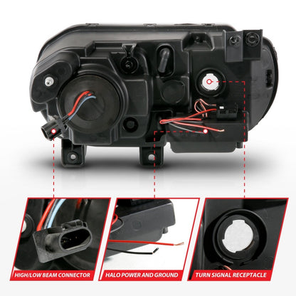 Anzo 2008-2014 Dodge Challenger Projector Headlights w/ Halo Black (CCFL) 121308 Photo - Unmounted