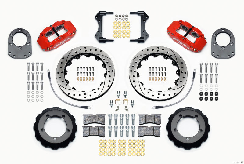 Wilwood Narrow Superlite 4R Front Hat Kit 12.88in Drill Red 66-75 Ford Bronco Dana 30/44 w/Lines 140-13304-DR 140-13304-DR Photo - Primary