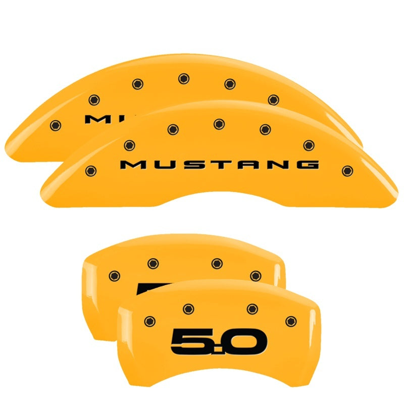 MGP 4 Caliper Covers Engraved Front 2015/Mustang Engraved Rear 2015/50 Yellow finish black ch 10201SM52YL 10201SM52YL Photo - Primary
