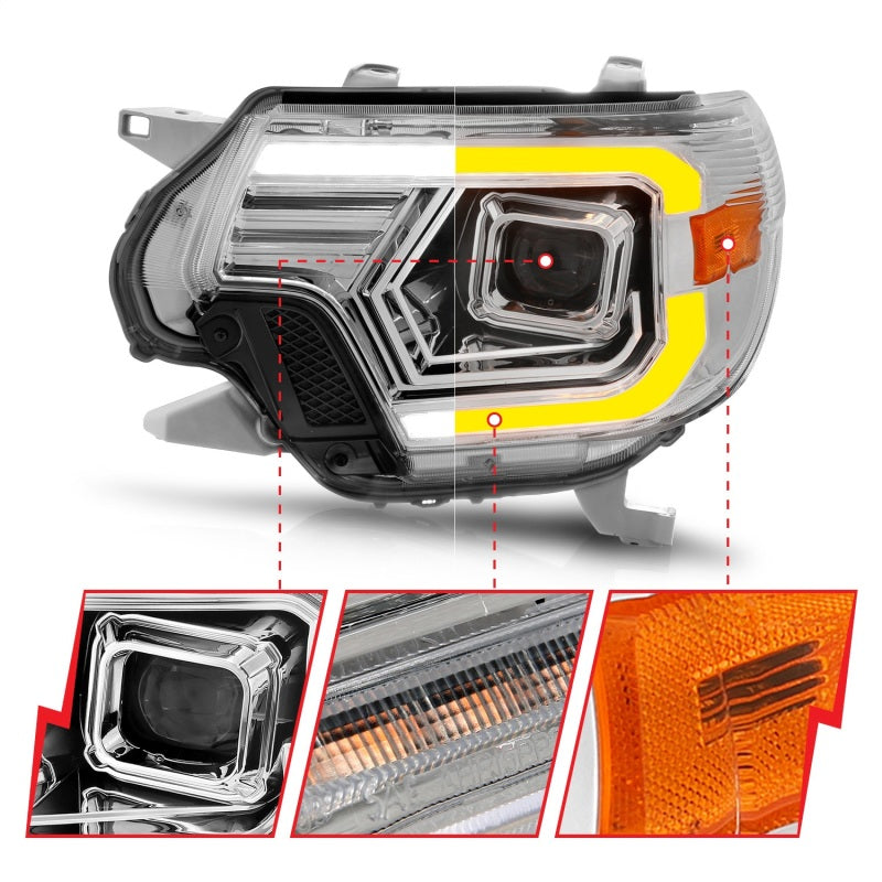 ANZO 12-15 Toyota Tacoma Projector Headlights - w/ Light Bar Switchback Chrome Housing 111557 111557 Photo - Unmounted