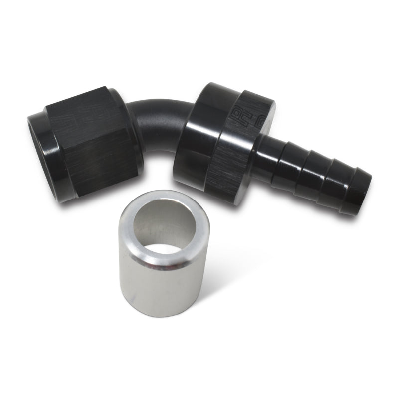 Russell -6 AN Crimp-On 45° Hose End - Black / Silver 610473 Photo - out of package