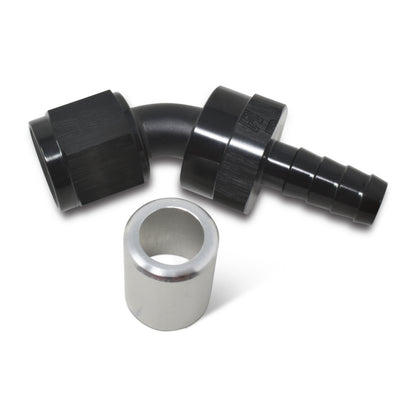 Russell -6 AN Crimp-On 45° Hose End - Black / Silver 610473 Photo - out of package