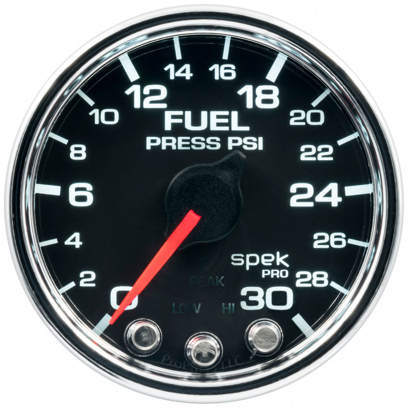 Autometer Spek-Pro Gauge Fuel Press 2 1/16in 30psi Stepper Motor W/Peak & Warn Blk/Chrm P31631 P31631 User 1