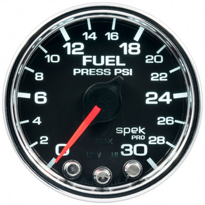 Autometer Spek-Pro Gauge Fuel Press 2 1/16in 30psi Stepper Motor W/Peak & Warn Blk/Chrm P31631 P31631 User 1