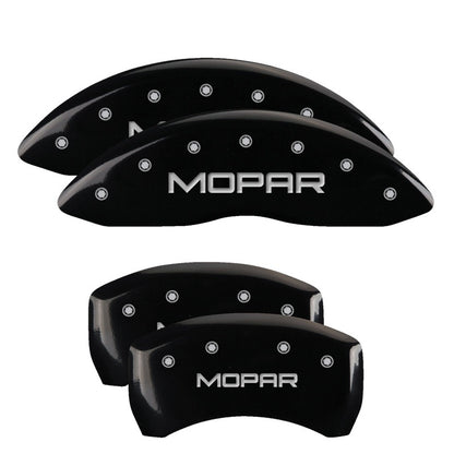 MGP 4 Caliper Covers Engraved Front & Rear MOPAR Black finish silver ch 32004SMOPBK 32004SMOPBK Photo - Primary