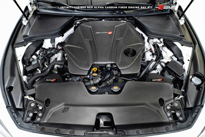AMS Performance Infiniti 17+ Q60 / 16+ Q50 3.0TT Alpha Matte Carbon Rear Engine Bay Cover Set ALP.28.06.0003-1 ALP.28.06.0003-1 Photo - Mounted