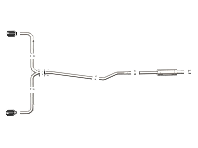 aFe Takeda 2-1/2in 304 SS Cat-Back Exhaust w/ Black Tips 14-18 Mazda 3 L4 2.0L/2.5L 49-37015-B 49-37015-B Photo - Unmounted