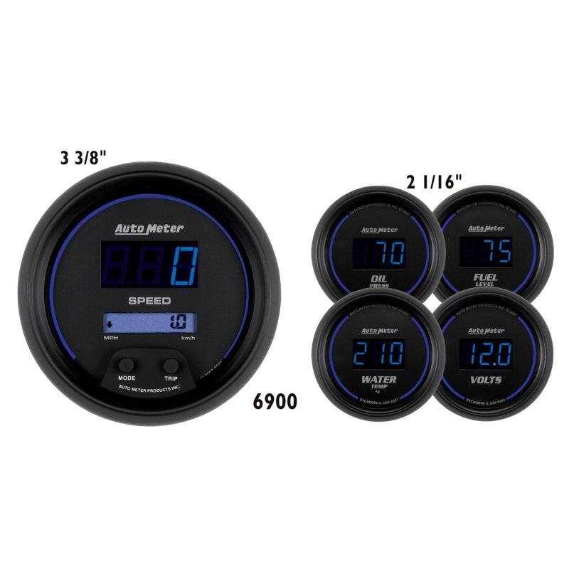 Autometer Cobalt Digital 3-3/8in Programmable Electric Speedometer/ 2-1/16in Electric Oil Pressure 6900 6900 Photo - Primary