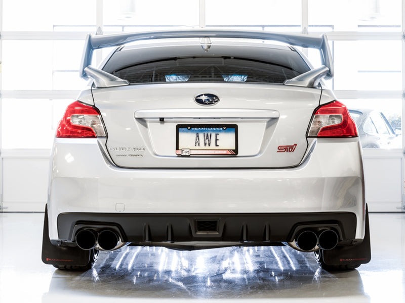 AWE Tuning Subaru STI VA / WRX GV / STI GV Sedan Touring Edition Exhaust - Diamond Black Tip (102mm) 3015-43108 3015-43108 Photo - Mounted