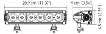 Hella ValueFit Design Light Bar 6 LED/11" - Combo Beam 357209001 Technical Drawing