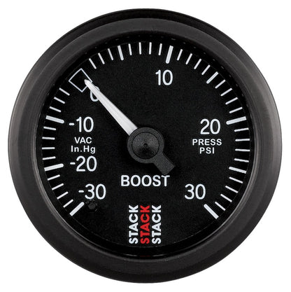 Autometer 52mm Stack Instruments -30INHG to +30PSI Mechanical Boost Gauge - Black ST3112 ST3112 Photo - Primary
