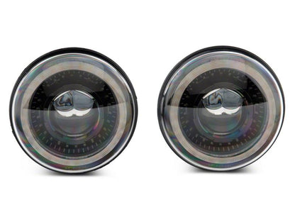 Raxiom 07-18 Jeep Wrangler JK Axial Series 7-In Dragon Eye LED Headlights- Blk Housing (Clear Lens) J167194 J167194 Photo - Close Up