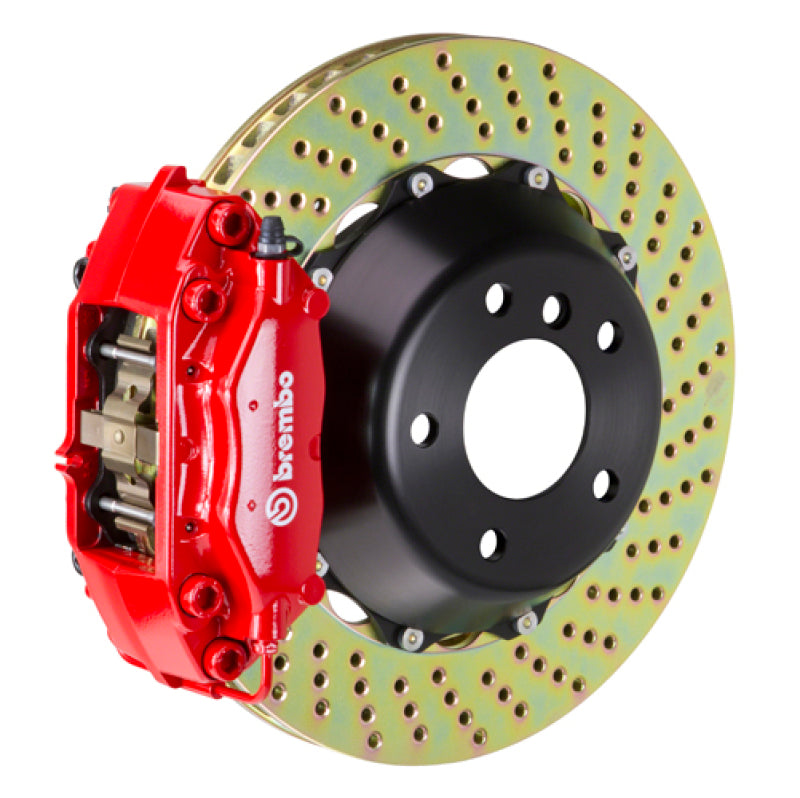 Brembo 19+ Mazda3 Front GT BBK 4 Piston Cast 345x28 2pc Rotor Drilled-Red 1S1.8006A2