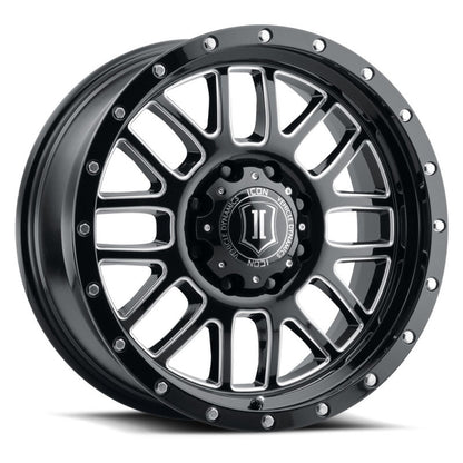 ICON Alpha 20x9 8x170 0mm Offset 5in BS Gloss Black Milled Spokes Wheel 1220908150GBMW 1220908150GBMW Photo - Primary