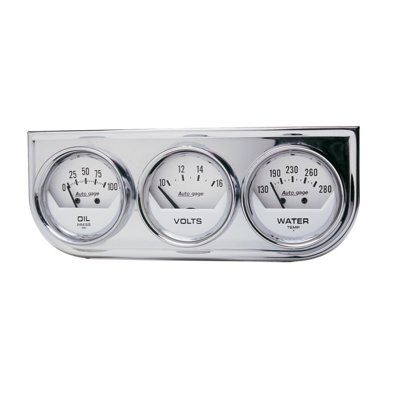 Autometer Gauge Console, Oilp/Wtmp/Volt, 2-1/16", 100 Psi/280 °F/16V, Wht Dial 2325 Photo - Primary