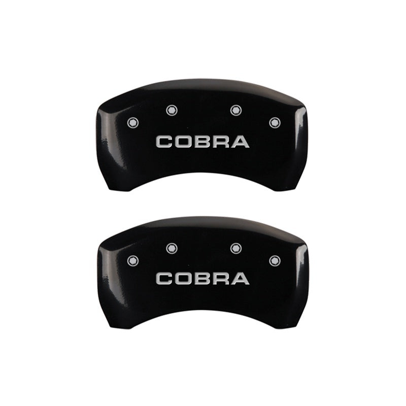 MGP Rear set 2 Caliper Covers Engraved Rear Cobra Black finish silver ch 10010RCOBBK 10010RCOBBK Photo - Primary