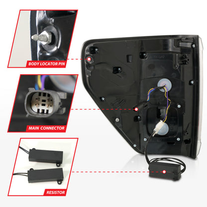 ANZO 21-23 Ford F-150 LED Taillights Seq. Signal w/BLIS Cover - Black (For Factory Halogen ONLY) 311475 311475 Photo - Unmounted