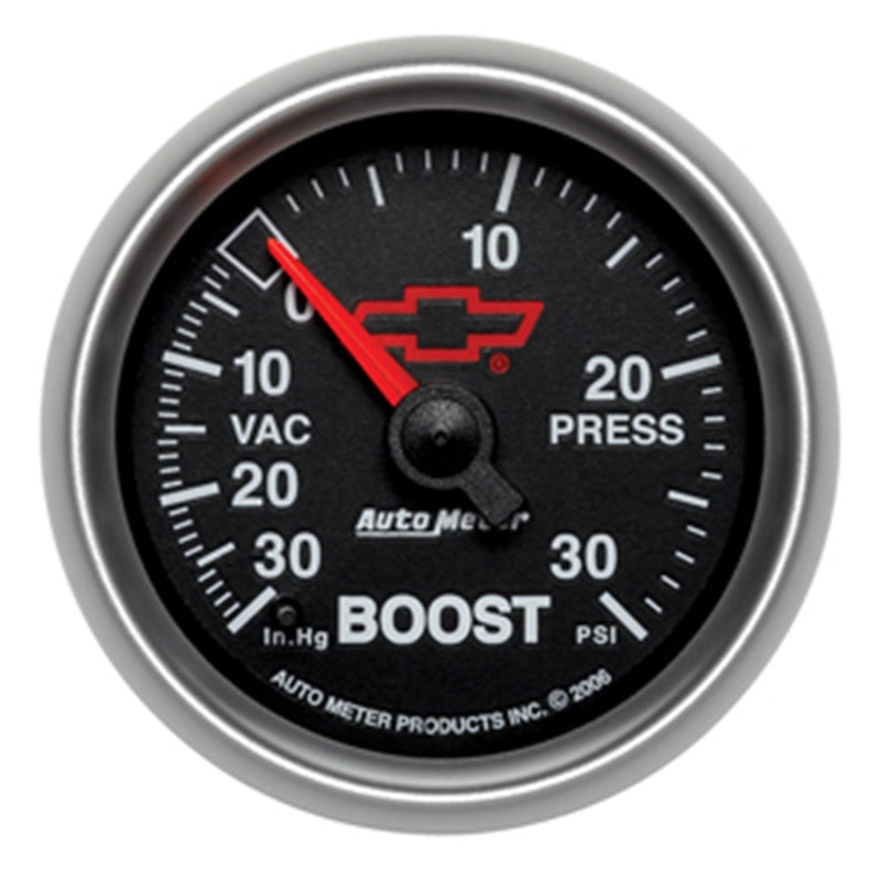 Autometer 2-1/16" Boost/Vacuum, 30 In HG/30 Psi, Chevy Red Bowtie 3659-00406 Photo - Primary