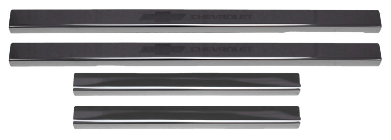Putco 2019+ Chevrolet Silverado LD- Crew Cab w/ Bow Tie Etching (4pcs) Black Platinum Door Sills 95183BPGM-1 95183BPGM-1 Photo - Primary