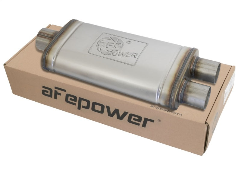 aFe MACH Force-Xp 409 Stainless Steel Muffler: 3" Center Inlet /2.5" Dual 49M00018 Photo - Primary