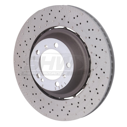 SHW Performance SHW 14-19 Porsche 911 Turbo 3.8L w/o Ceramic Brakes Left Rear Drilled-Dimpled LW Brake Rotor PRL49917 PRL49917 Photo - Primary