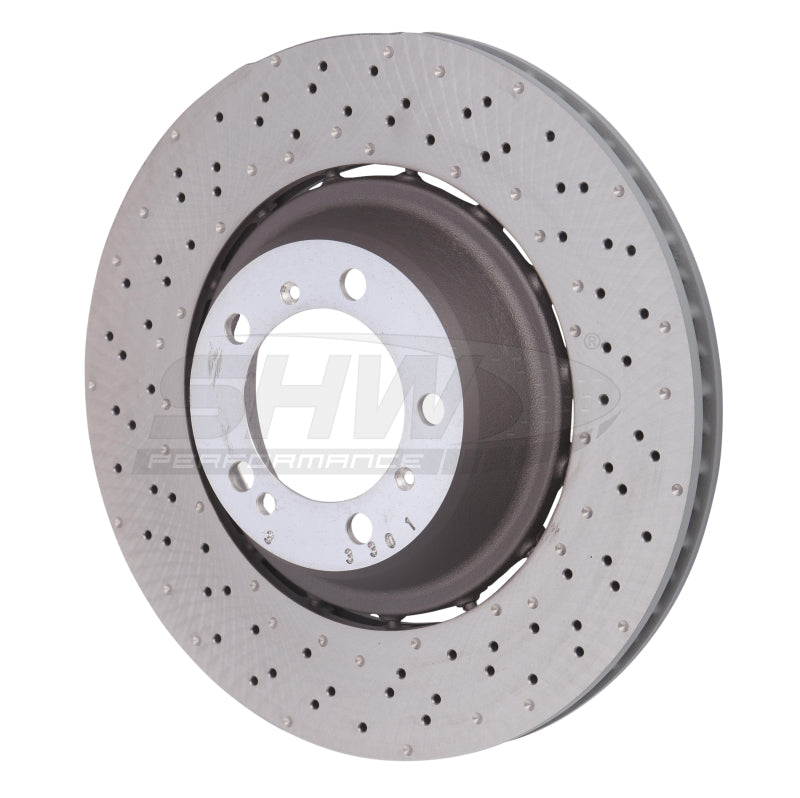 SHW Performance SHW 14-19 Porsche 911 Turbo 3.8L w/o Ceramic Brakes Left Rear Drilled-Dimpled LW Brake Rotor PRL49917 PRL49917 Photo - Primary