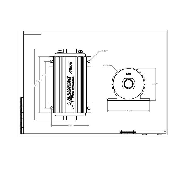Aeromotive  A1000 Fuel Pump 11101 Technical Drawing