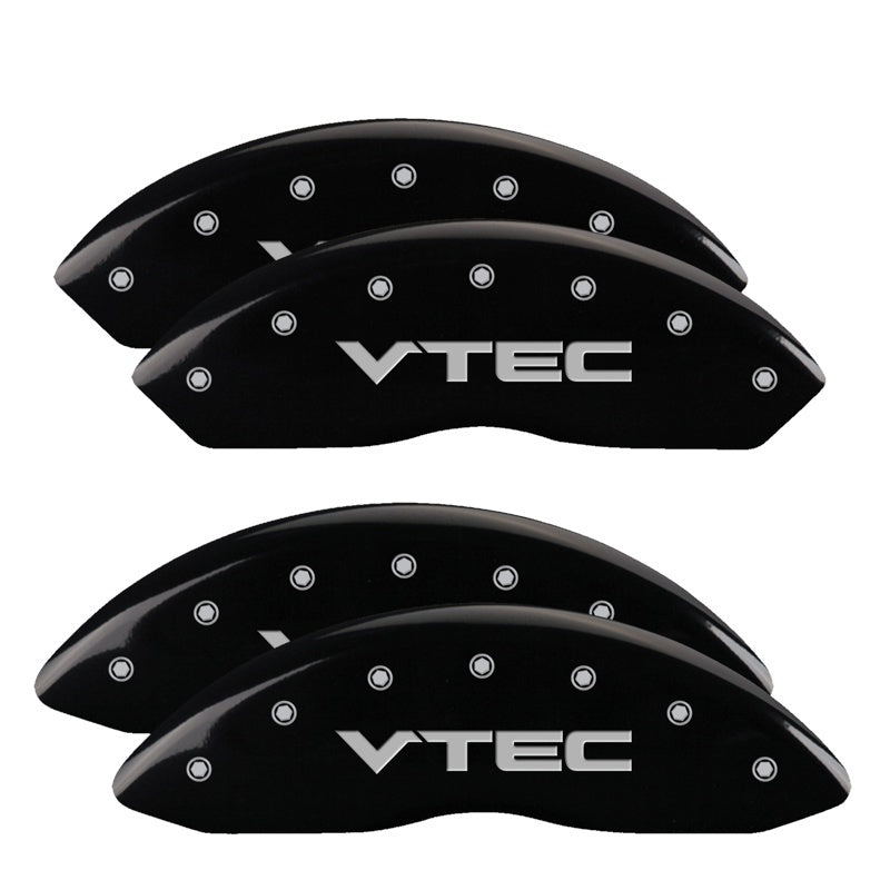 MGP 4 Caliper Covers Engraved Front & Rear Vtech Black finish silver ch 39015SVTCBK 39015SVTCBK Photo - Primary
